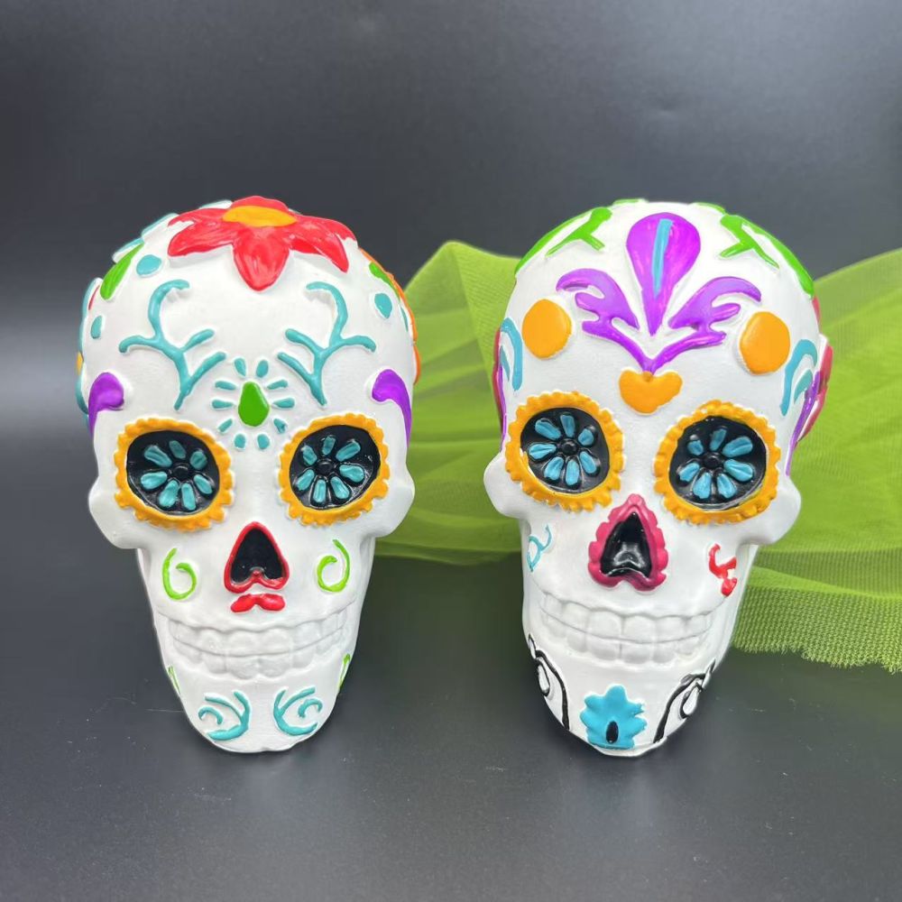 Totenkopf-Tischdeko im mexikanischen Día-de-los-Muertos-Stil, kleine Figur