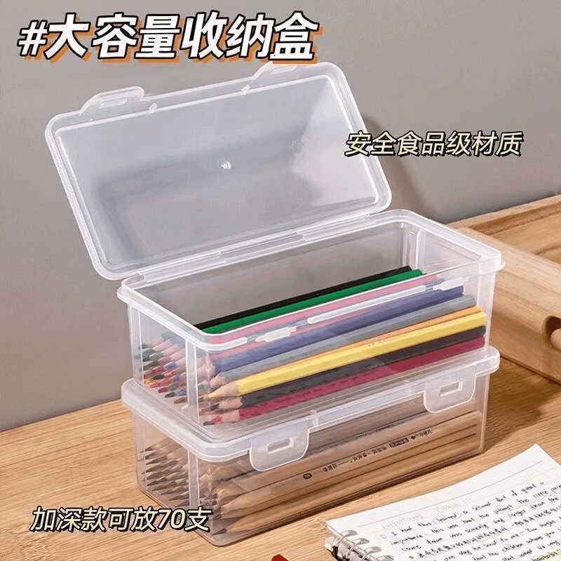 Schreibwarenbox, Stiftbox, transparente Aufbewahrungsbox, große Kapazität Organizer-Stiftbox, Marker-Stift, Schüler-Stiftbox, Desktop-Aufbewahrungsbox