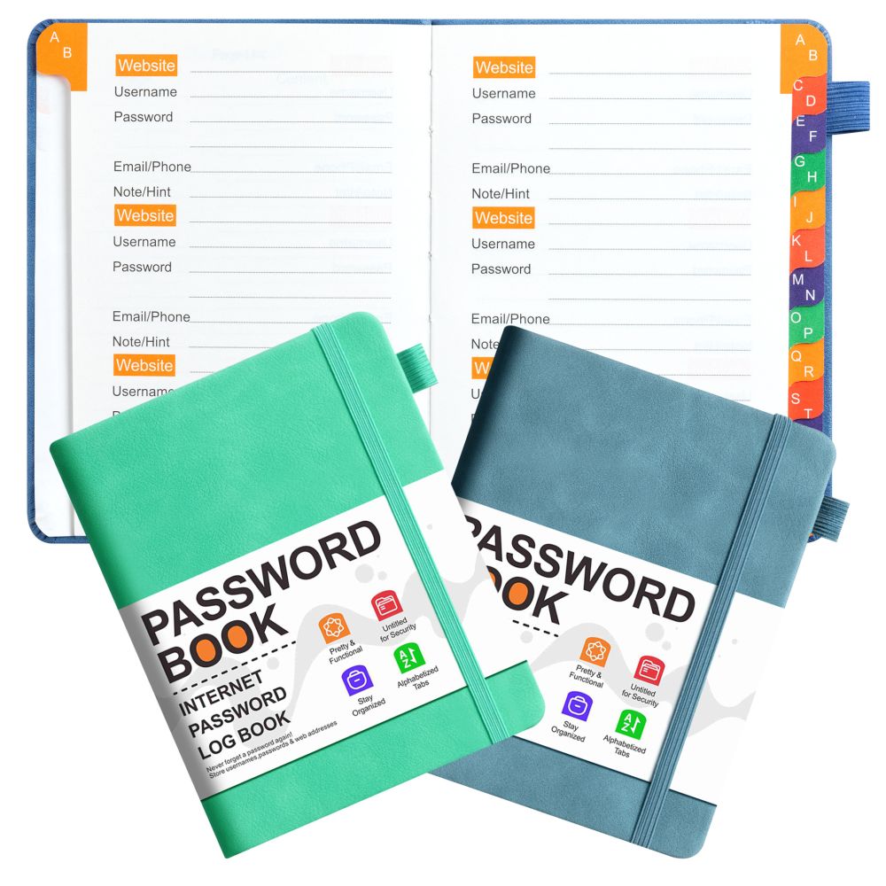 B6 Password Notebook with Letter Index and Colorful Tabs