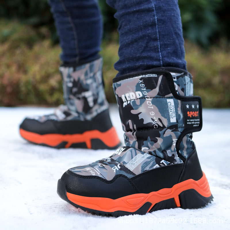 Children's Winter Snow Boots, Plush Lined, Waterproof, Large Sizes - 1