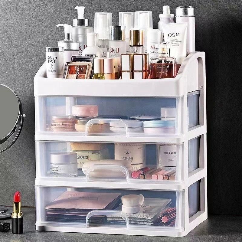 Kosmetik-Aufbewahrungsbox, Desktop-Kosmetik-Aufbewahrungsbox, Schublade, Kunststoff-Lageerregal, groß, transparent, Schminktisch, Schmuckorganizer