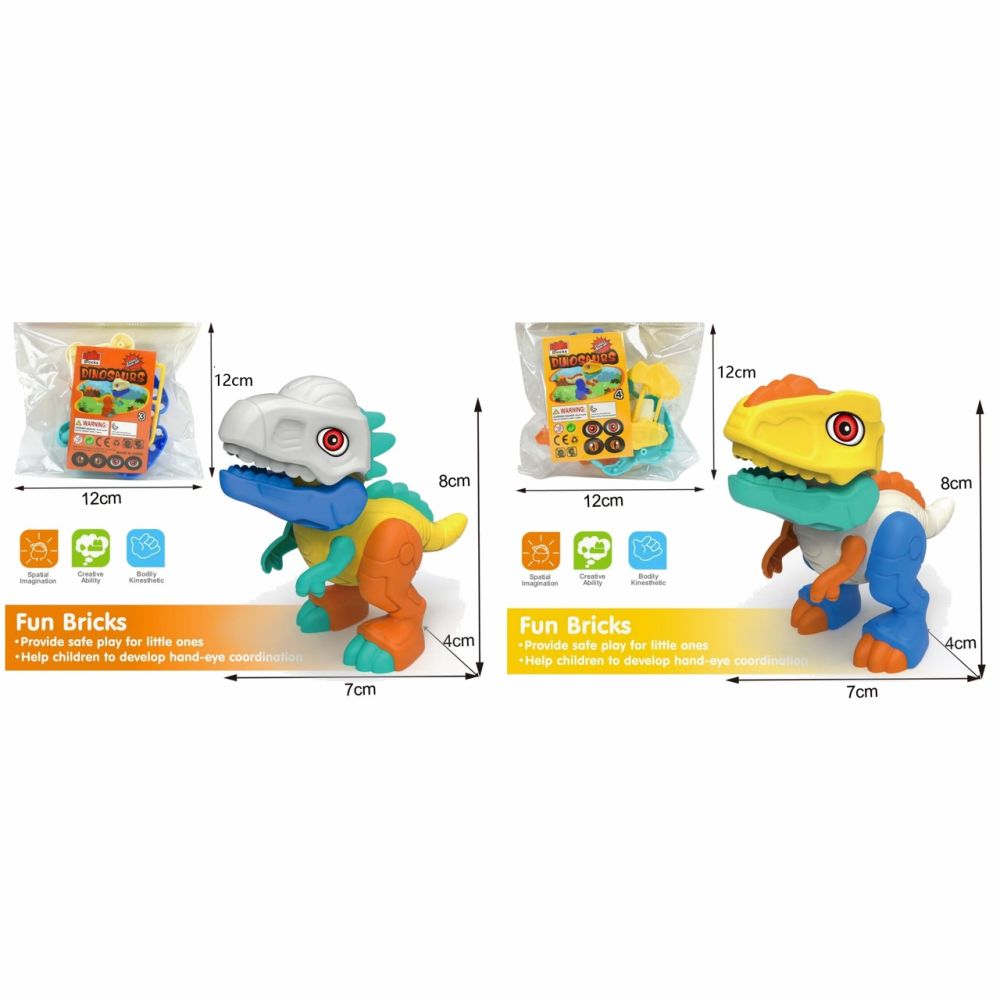 10 cm Dinosaur Building Blocks for Boys, T-Rex and Triceratops Mixed