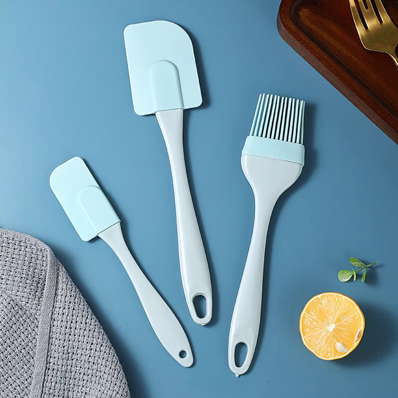 Sınır ötesi stokta bulunan silikon spatula pişirme aleti seti, üç parçalı set, yumuşak kazıyıcı, gıda sınıfı kek kreması spatulası. - 1