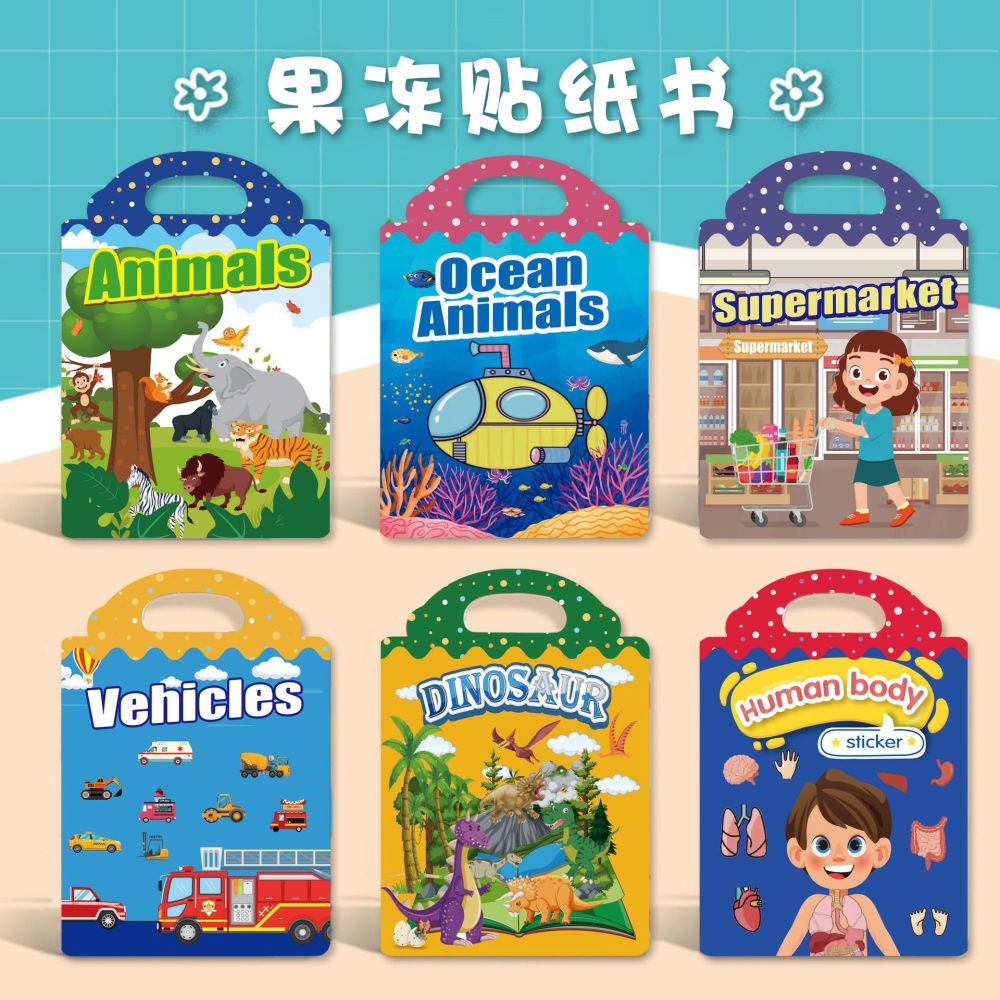 Reusable Children's Sticker Book, Animals and Dinosaurs