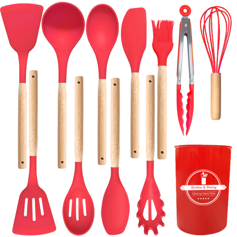 Sınır ötesi silikon spatula ve kaşık 12 parçalı set yapışmaz silikon spatula gıda sınıfı silikon mutfak eşyaları seti satışa hazır - 12