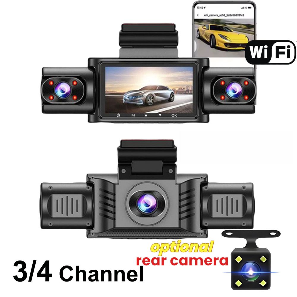 2026 Amazon Bestseller Araba Kamerası DVR Ultra HD 4K Ön Arka Üçlü Kayıt 4 Kayıt WiFi Telefon Bağlantılı Araç İçi Kamera