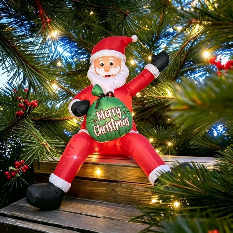 Weihnachtsdekoration Outdoor aufblasbarer Kletter-Weihnachtsmann Weihnachts-Türkopf Stimmungs-Hängedeko Szenerie-Aufbau Ziersteller