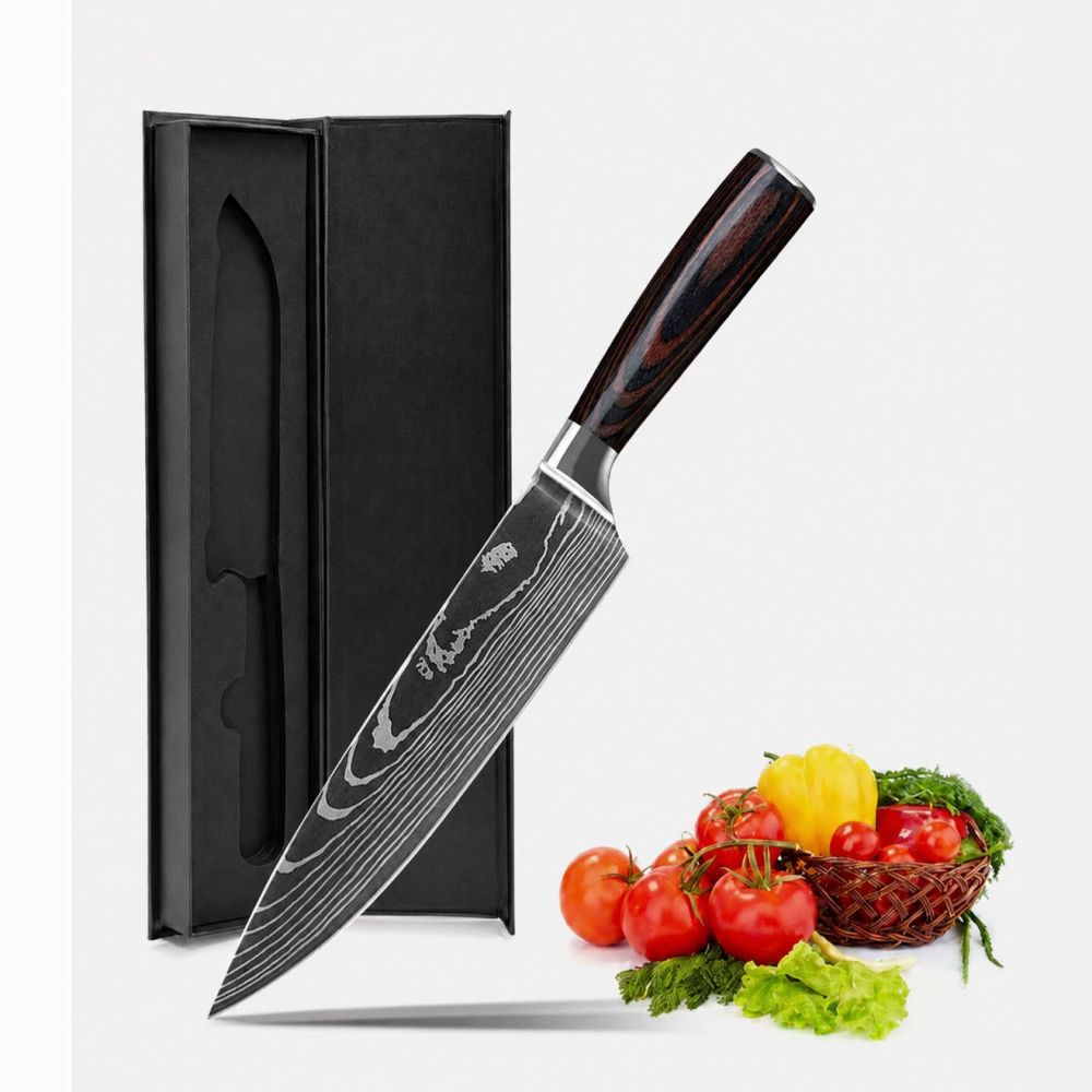 Damascus pattern knife set 5-inch santoku chef's knife