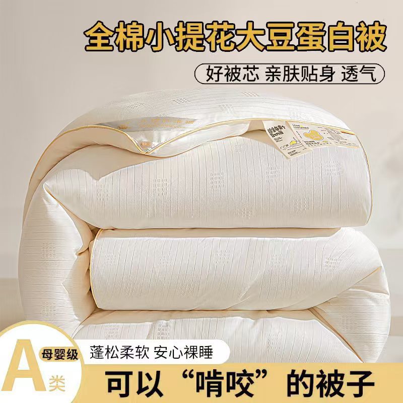 新品被子保暖提花大豆纤维子母被二合一拉链款春秋被芯大豆纤维被