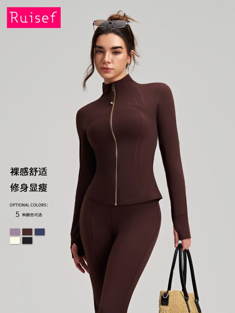 Women's Slim-Fit Yoga Jacket with Thumb Holes