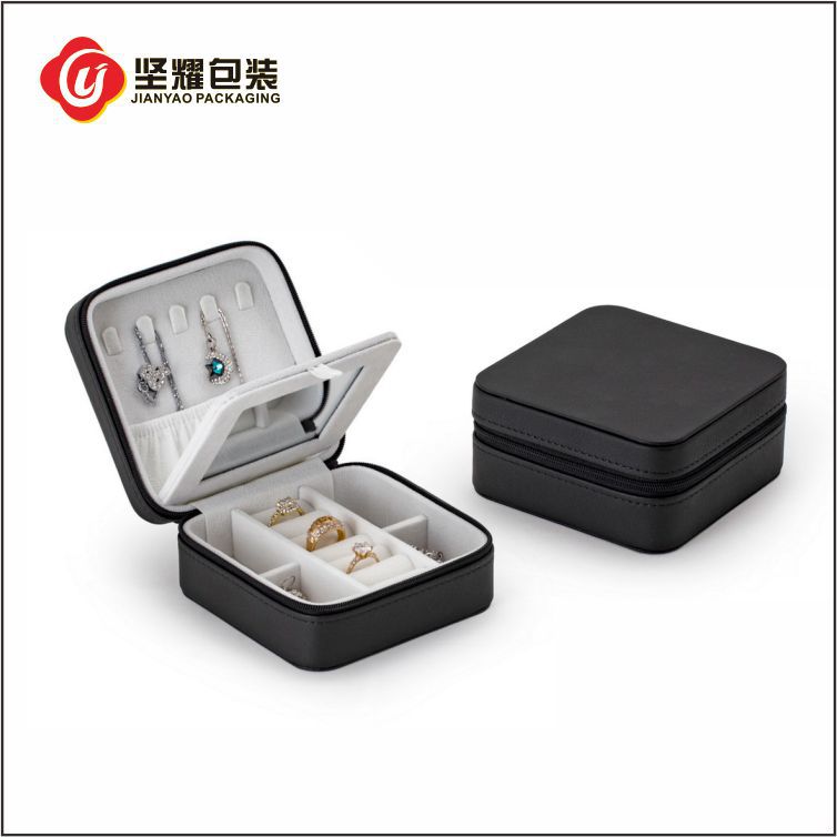 Velvet Jewelry Box Travel Portable Square Fabric PU Jewelry Hand Jewelry Small Storage Box Double Layer Wholesale - 7