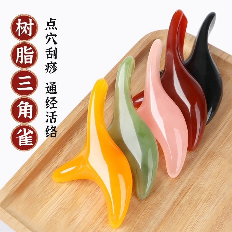 Sandal Ağacı Üçgen Kuş Ayak Taban Acupoint Gua Sha Kas Serbest Bırakma Çubuğu Ayak Taban Meridyen Temizleme Mucizesi Ayak Taban Masaj Cihazı Meridyen Fırçası