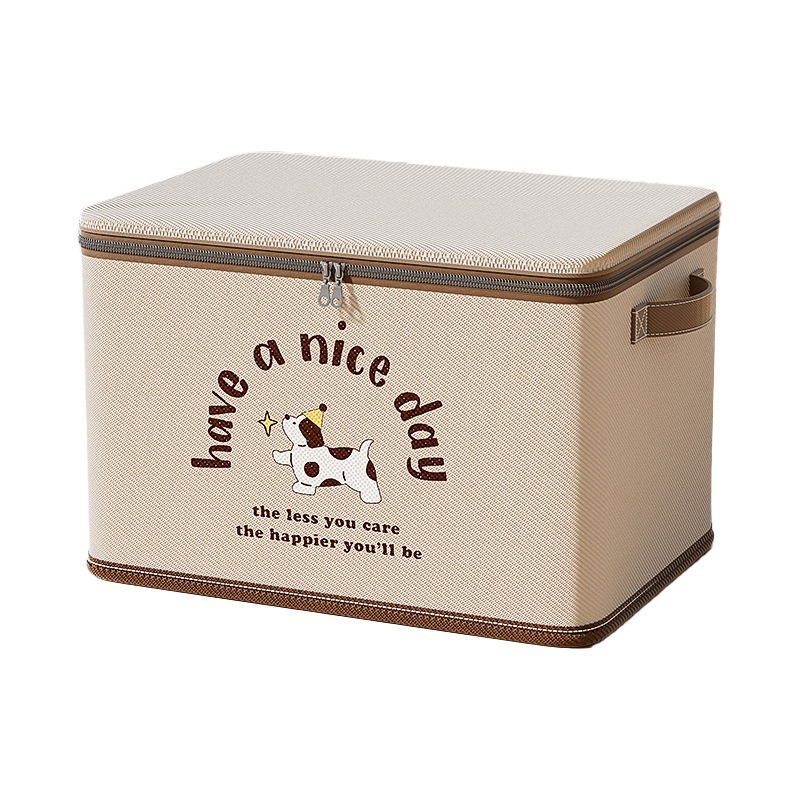 Large Capacity Storage Box Foldable with Lid Dust-proof Fabric Organizer Box Home Bedroom Clothing Living Room Toy Storage