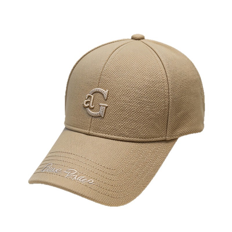 Baseballkappe Herren modisch Trend Ananas-Stoff Buchstaben-Logo Alltag vielseitig steife Kappe breite Krempe verkleinert Gesicht Enten-Schirmmütze - 6