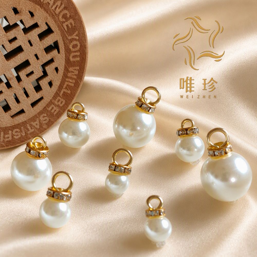 ABS Pearl Pendant with Hanging Ring, Decorative Charm for Wedding Gift Bags