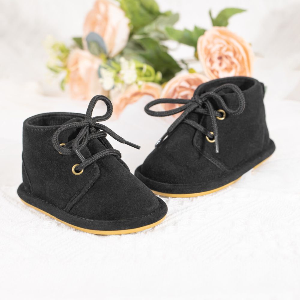 Baby Walking Shoes New Autumn Winter Style 6-12 Months Boys Girls Rubber Sole Non-Slip Boots Lace-Up Flat Shoes Comfortable