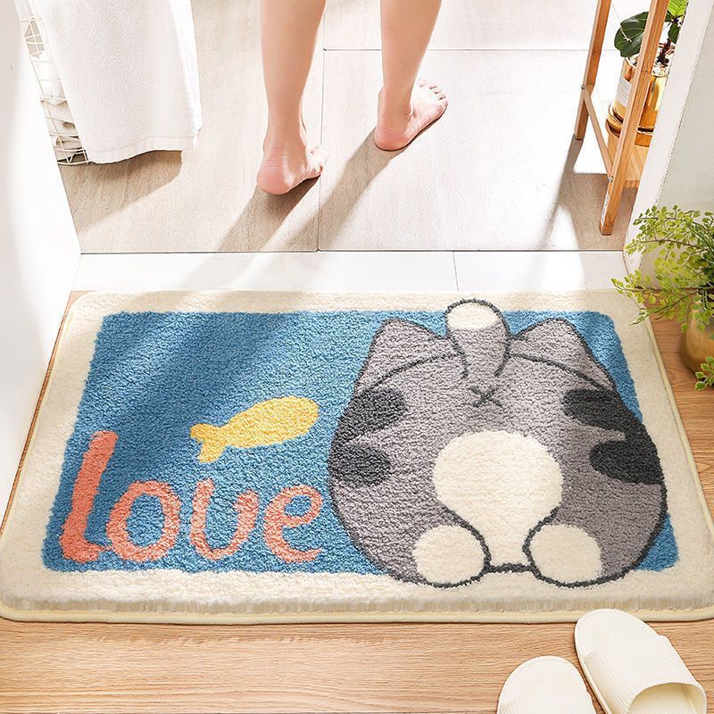 Amazon Cartoon Faux Cashmere Rug Absorbent Non-Slip Bathroom Mat Household Bedroom Bedside Rug Bathroom Floor Mat - 5