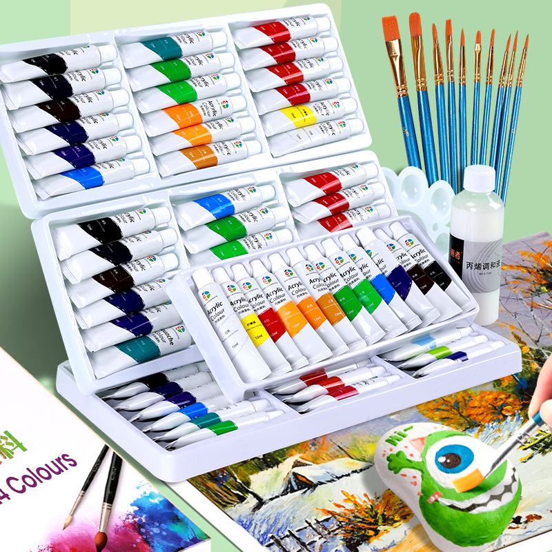 Wholesale acrylic paint set 12 ml waterproof beginner children's painting 12/18/24/36 colors oil paint