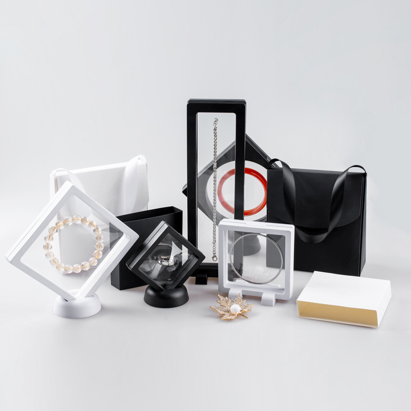 Transparent PE film screen box jewelry ring bracelet box hanging packaging box small commodity gift box ready for sale