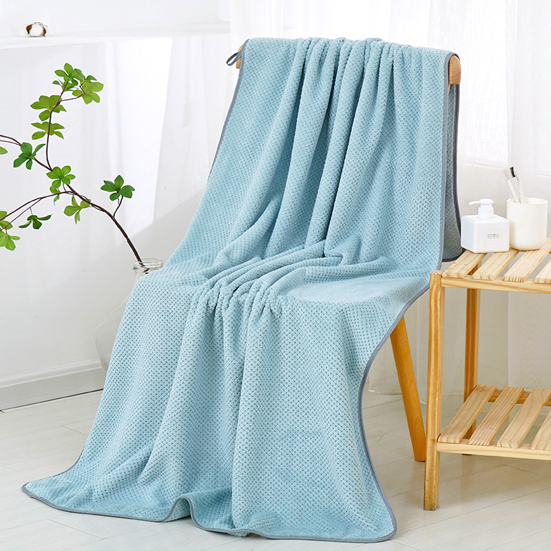 Large Bath Towel Thickened 90*175 Coral Velvet Pineapple Grid Adult Quick-Drying Water-Absorbent Swimming Gift Bath Towel Wholesale Custom - 10