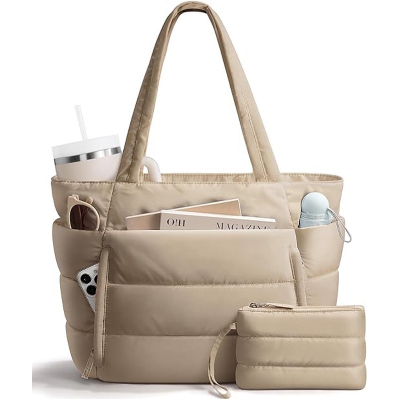 Women's Tote Bag, Large Capacity, Quilted, Multi-Compartment, Commute and Fitness