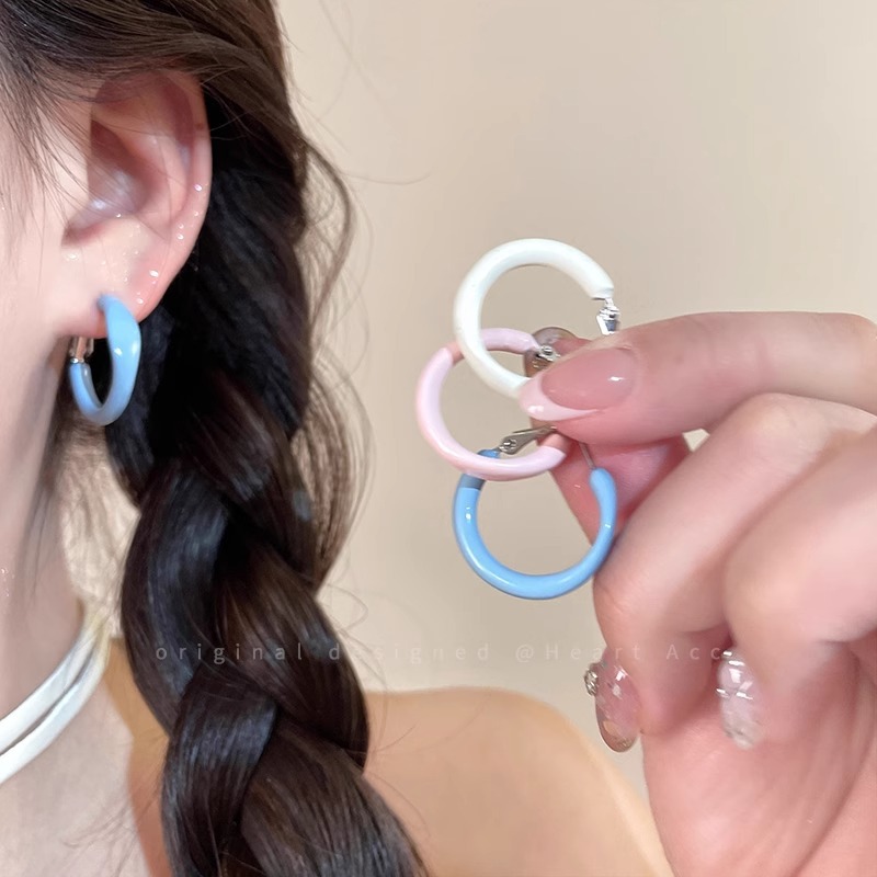 Enamel stud earrings women Korean style sweet