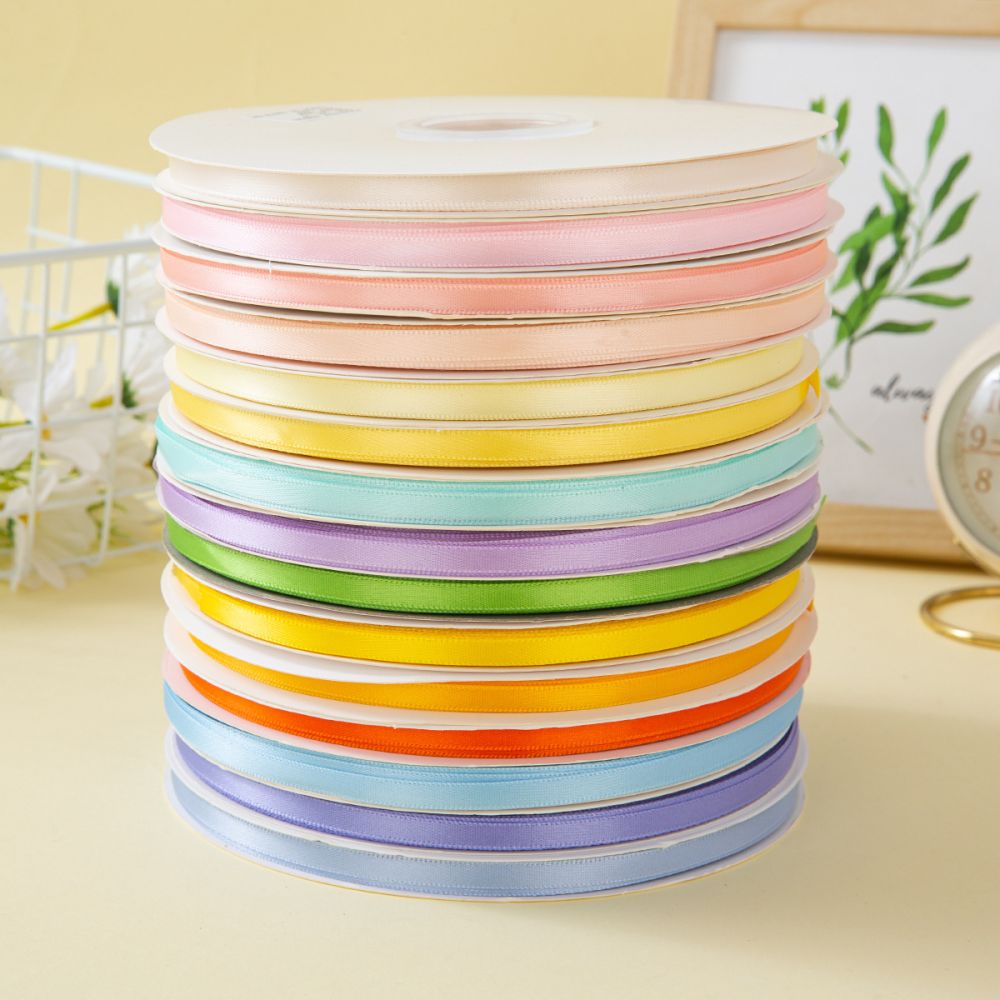 6 mm einfarbiges Polyester-Satinband, 100 Yards