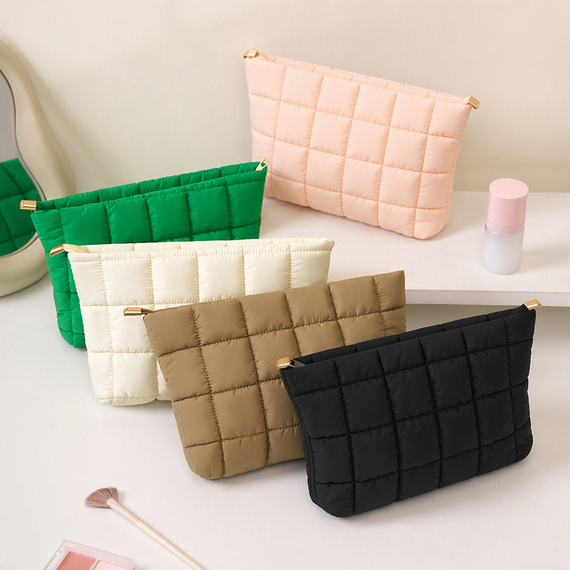 Quilted Clutch Bag and Large Capacity Makeup Bag