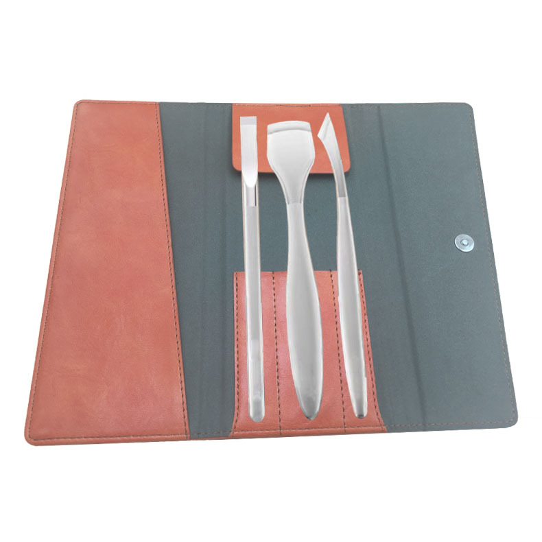 Pedicure tool set, portable with leather bag - 1