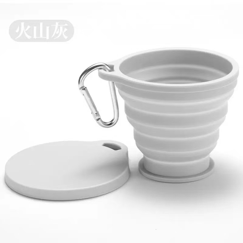 Yeni Silikon Katlanabilir Bardak Taşınabilir Outdoor Seyahat Eco Friendly Su Bardağı Kapak ile Teleskobik Askı Kancası Gargara Bardağı - 9