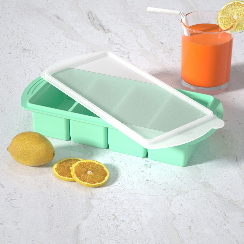Silikon-Eiswürfelbereiter mit Deckel für Brühe, Gefrierlagerbox für den Haushalt, beheizbarer Behälter zur Portionierung von Hot-Pot-Grundstoffen - 9