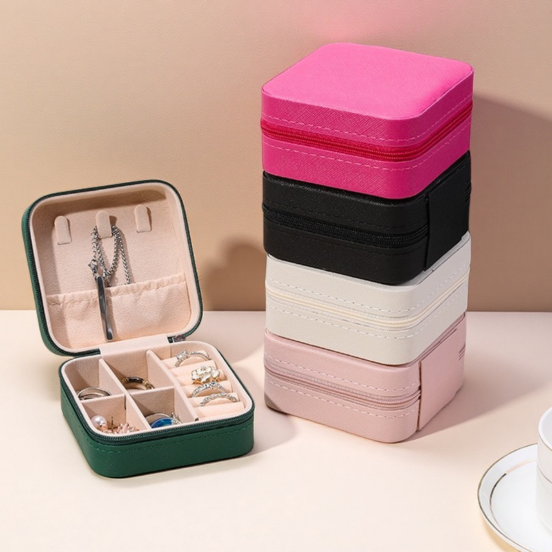 High-quality travel storage box, leather, portable, compact and elegant European-style jewelry box, rings, necklaces, earrings, bracelets