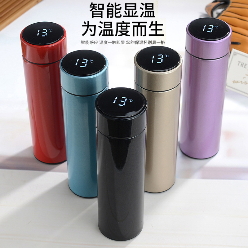 316 intelligente Thermoflasche aus Edelstahl mit Temperaturanzeige, glattes Trinkglas, elegante Bürogeschenkflasche, bedruckter Wasserkrug mit Logo - 3