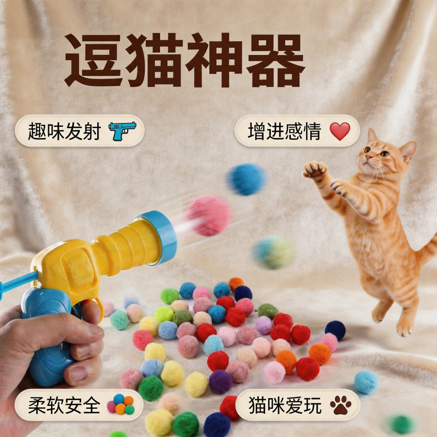 Silent Self-Play Interactive Cat Launcher Toy with Plush Ball - 5