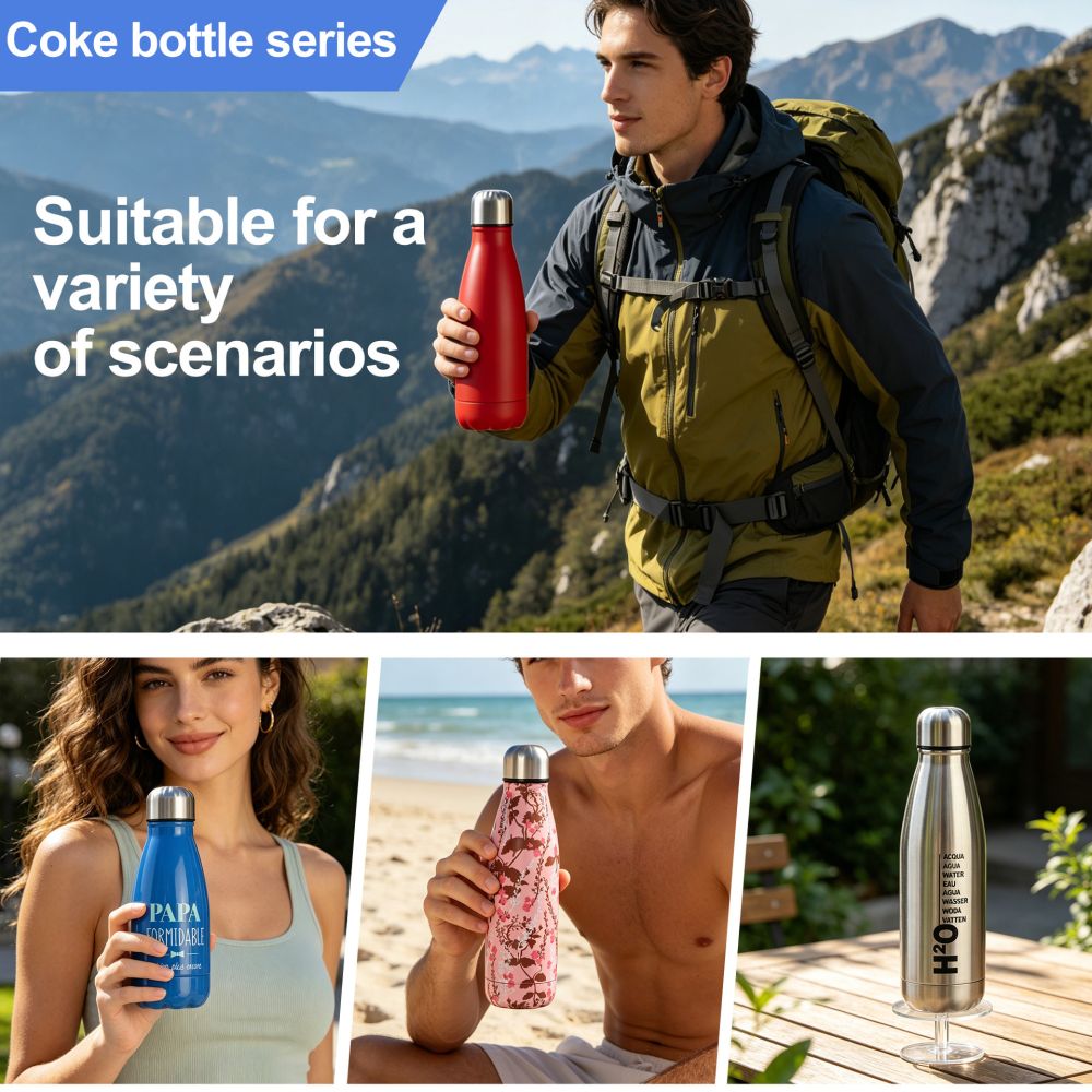 Cross-border Exclusive 304 Stainless Steel Cola Bottle Insulated Cup Double-Wall Sports Water Bottle Gift Cup Custom LOGO Wholesale
