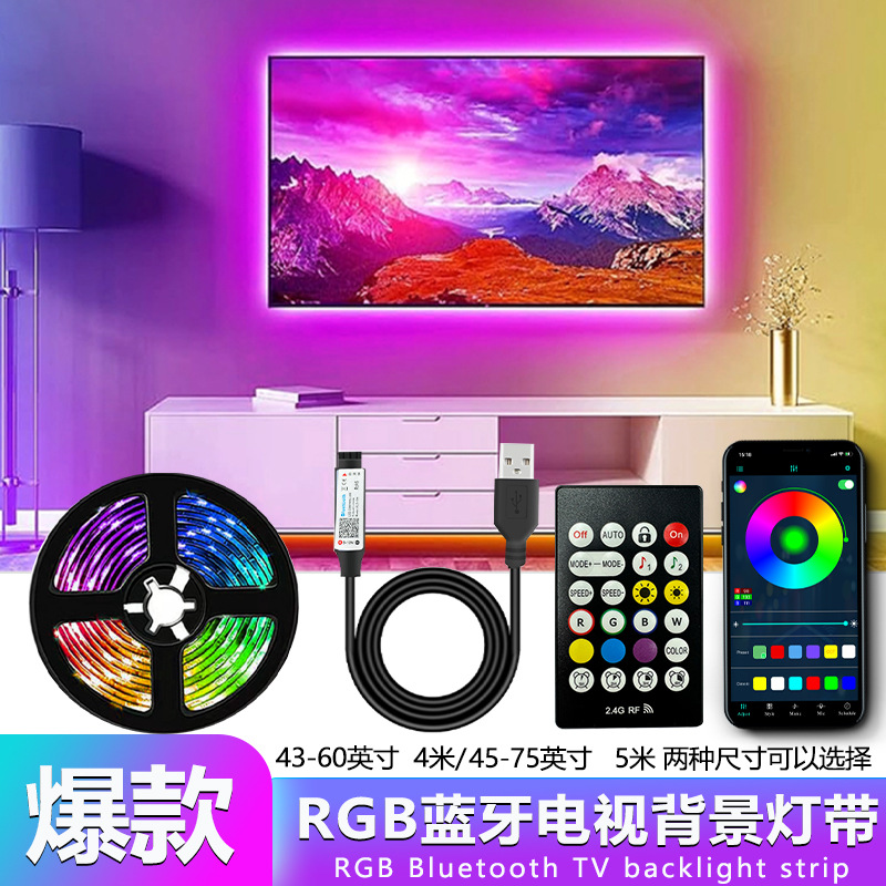 TV arka plan LED şerit ışık, kablosuz Bluetooth, RGB müzik modu