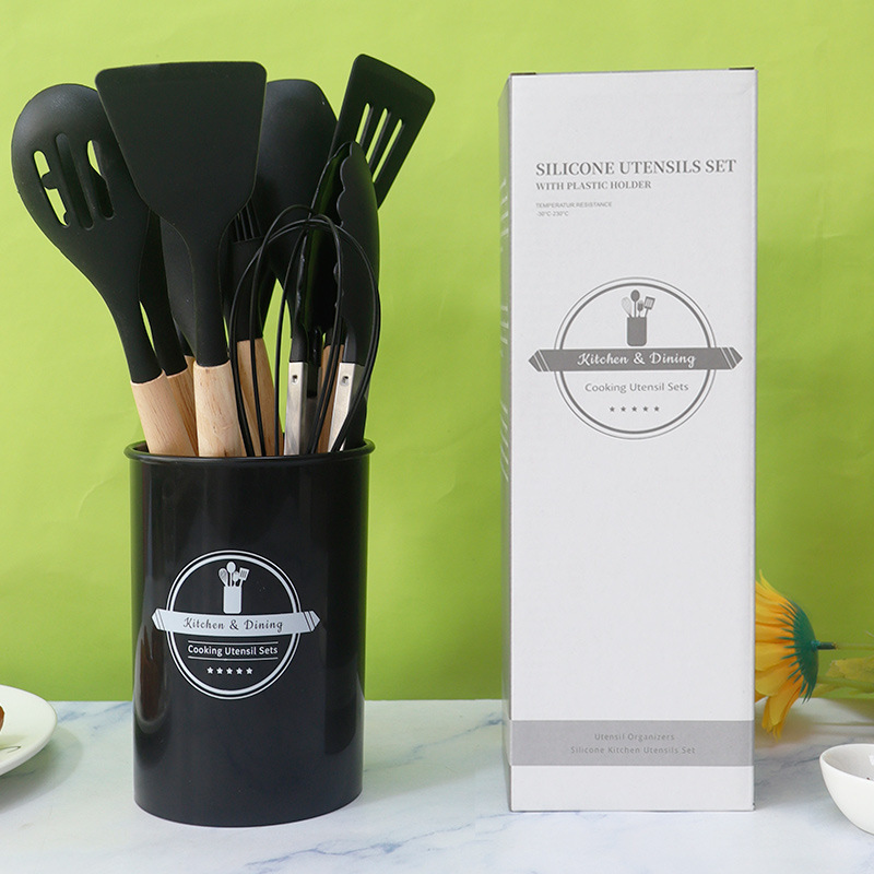 Sınır ötesi silikon spatula ve kaşık 12 parçalı set yapışmaz silikon spatula gıda sınıfı silikon mutfak eşyaları seti satışa hazır - 2