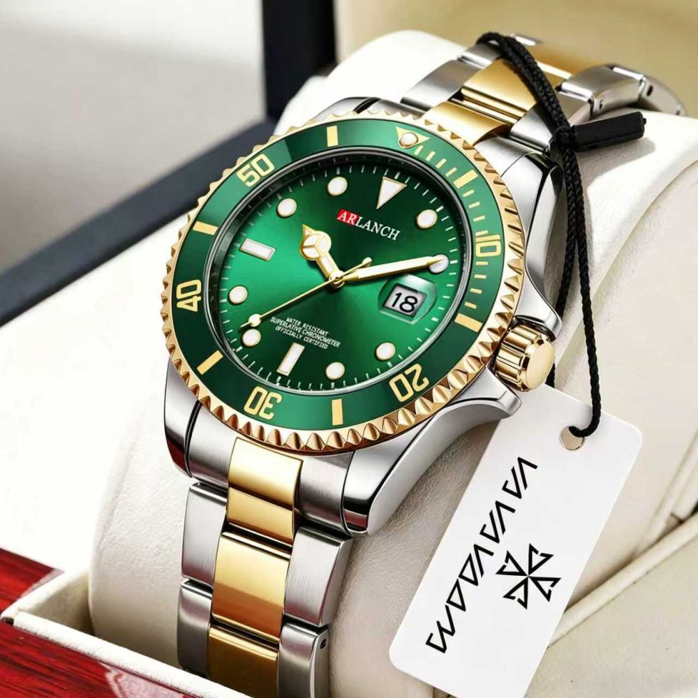 Amazon Worker Calendar Lux Watch Business Men's Watch Green Water Ghost Watch Men's Quartz Watch Cross-Border Wholesale