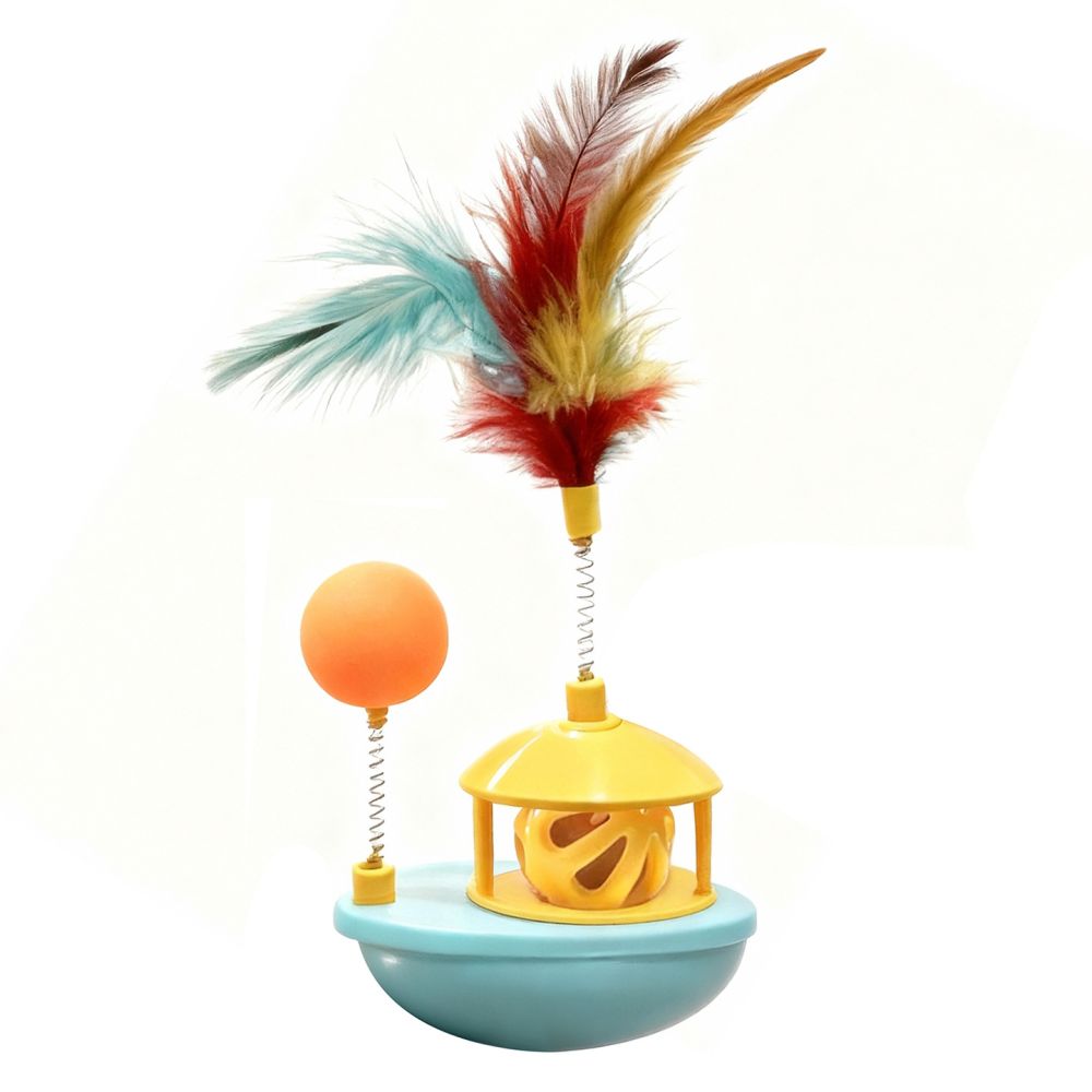 Cat Toy Set with Feather Wand, Bell Ball and Wobbling Boat - 6