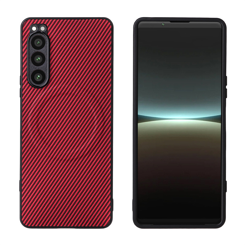 Sony Xperia 5 kılıfı, karbon fiber desen, manyetik