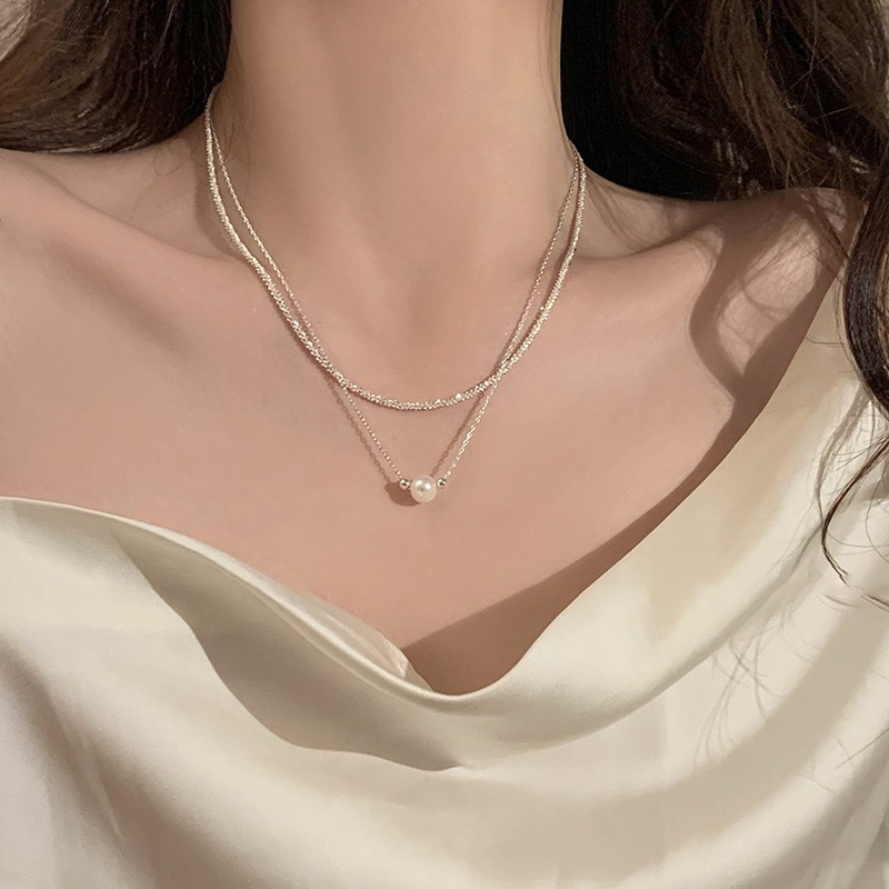 Doppellagige Perlenkette, Schlüsselbein-Kette