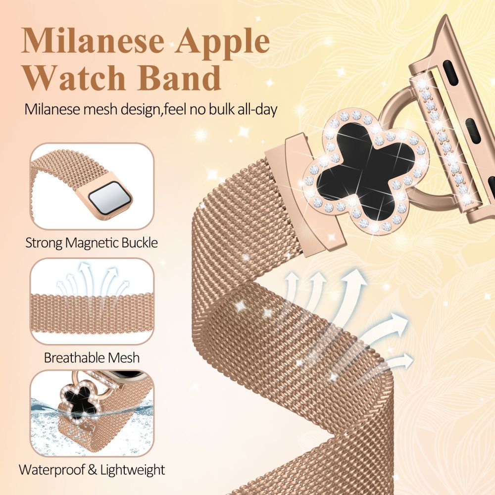 Металлический браслет-ремешок Apple с бриллиантовой отделкой, совместимый с Apple Watch 9/8/SE/7/6/5/4/3/2/1