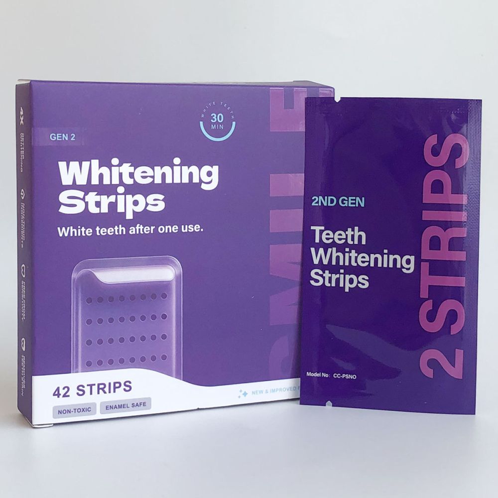 Purple teeth whitening strips, generation 2, gentle cleaning