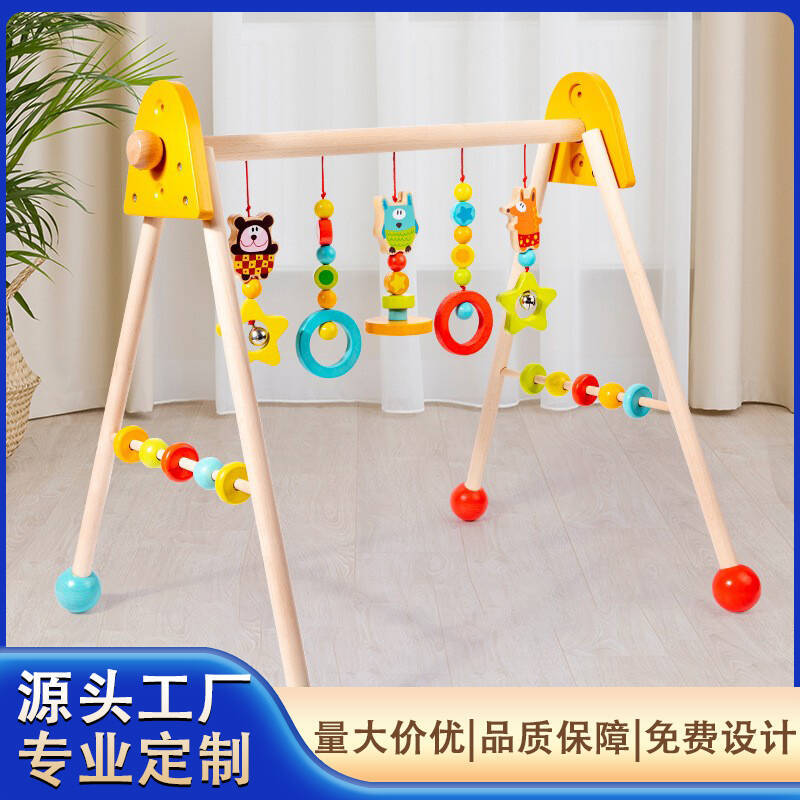 Wooden Newborn Fitness Rack Toy Hanging Rings Exercise Frame Training Grasping Baby Activity Gym Educational Toy
