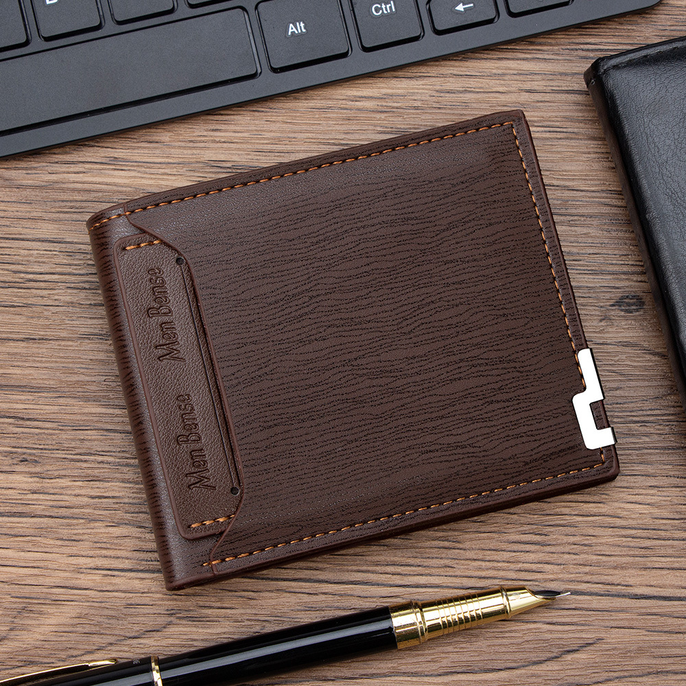Men's Short Wallet, Multi-Function Card Holder and Coin Purse, Metal Edge