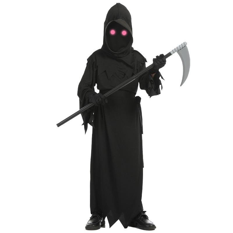 Children's Halloween Grim Reaper Costume with Scythe, Cosplay Set