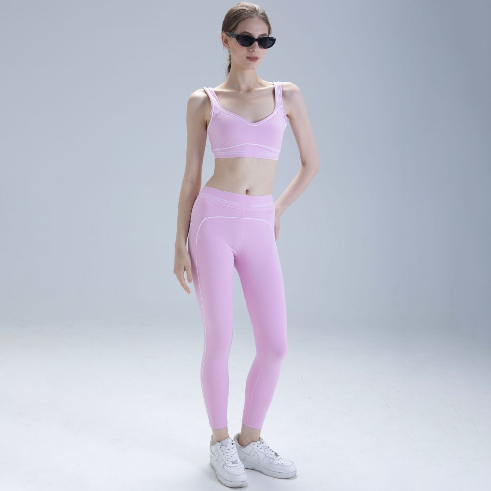 Amazon Cross-Border Contrast Color Outdoor Sports Set for Women, Integrated Shockproof Yoga Wear Pilates Set for Fitness