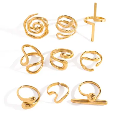 Offener Ring aus Edelstahl, 18K-Goldbeschichtung, nicht verblassend