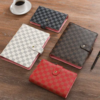 A5 A6 Leather-Cover Grid Loose-Leaf Notebook, Multifunctional
