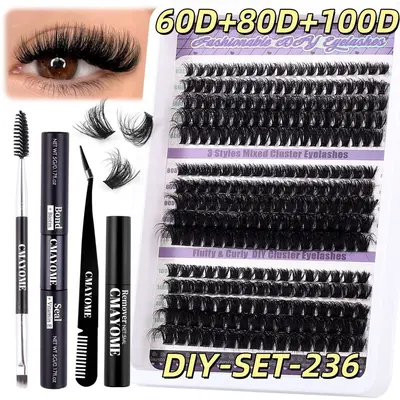 D-Curl Natürliches Wimpernverlängerungs-Set Einzelcluster